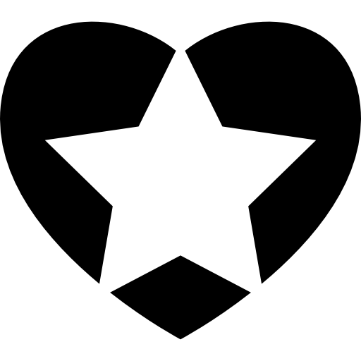 estrella en un corazón icono gratis