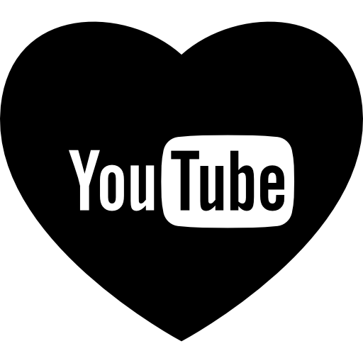 coeur avec logo de médias sociaux de youtube Icône gratuit