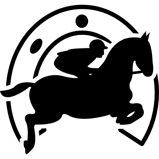 cavalo de corrida com ícones de design de logotipo de jóquei