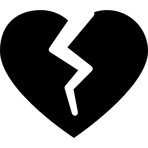forma de silhueta de coração partido grátis ícone