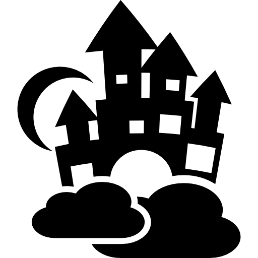 castillo del cielo con nubes y luna. icono gratis