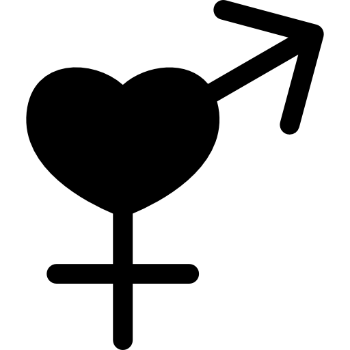 corazón con signos femeninos y masculinos icono gratis