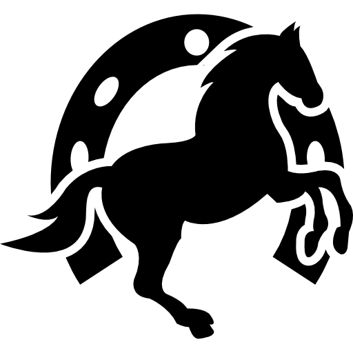 Cavalo pulando na frente de uma ferradura - ícones de animais grátis
