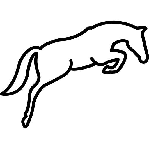 Cavalo pulando descendo contorno - ícones de animais grátis