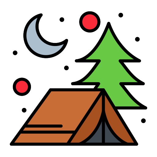 Tent Flatart Icons Lineal Color icon