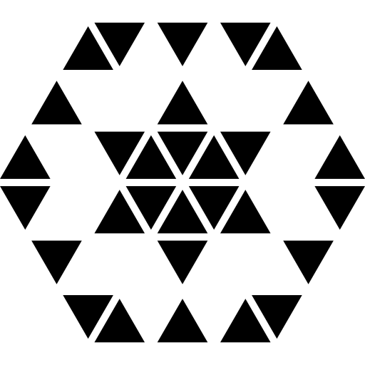 polygonale sechseckige verzierung aus kleinen dreiecken, die einen stern mit sechs punkten und ein sechseck bilden kostenlos Icon