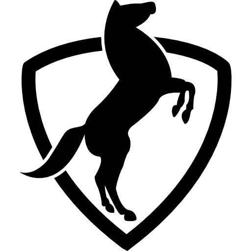 Cavalo pulando em um escudo - ícones de animais grátis