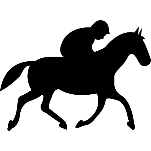 Running horse with jockey black silhouette from side view - Free ...