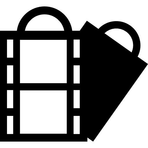 bolsa de compras con tira de película de cine icono gratis