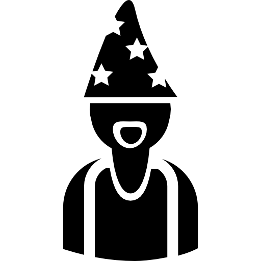 astrólogo con sombrero con estrellas icono gratis