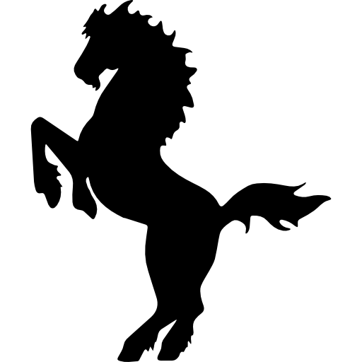 cheval de crinière artistique debout et face à la silhouette de direction gauche Icône gratuit