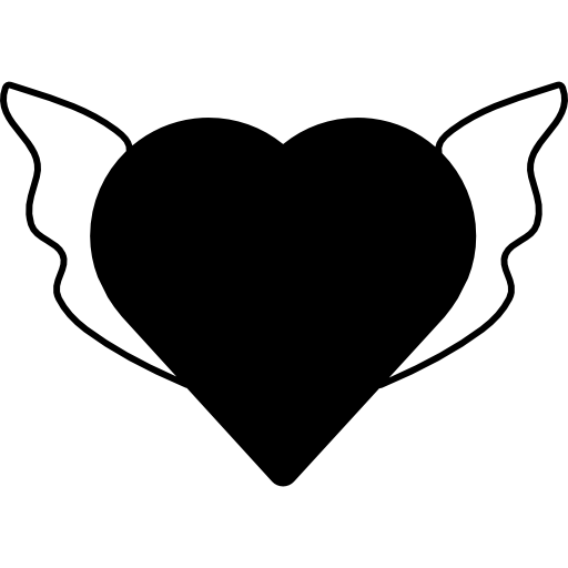 silueta en forma de corazón con alas icono gratis