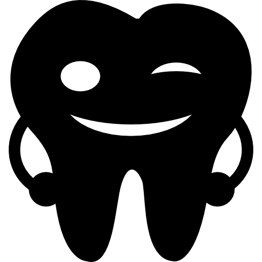 Smiling tooth with hands free icon