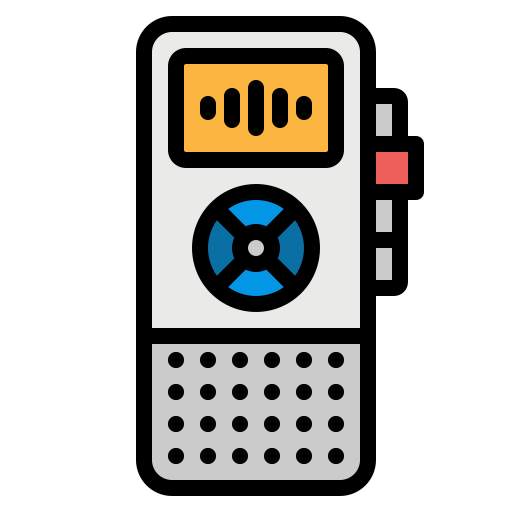 Icono de vector de dictáfono de grabadora de voz en círculo