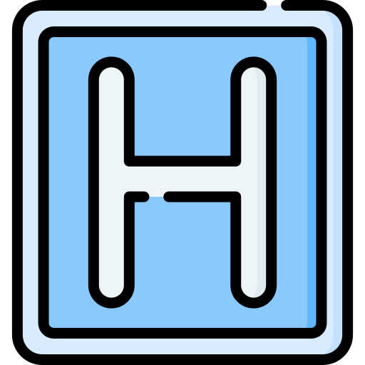 Hospital sign with the letter h icon flat vector icon for apps and