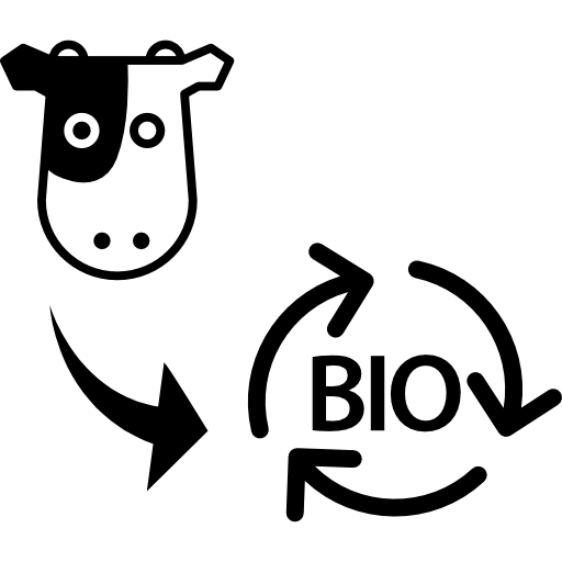 los desechos de las vacas se convierten en biomasa icono gratis