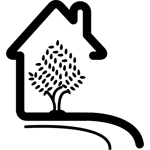 casa de hotel rural con arbol icono gratis