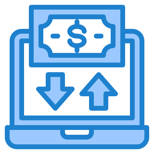 Money transfer srip Blue icon