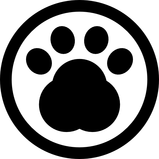 pawprint dans un cercle de signe d'hôtel pour animaux de compagnie Icône gratuit