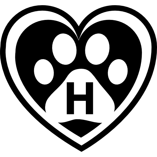 símbolo de hotel de mascotas de un corazón con una huella en el interior icono gratis