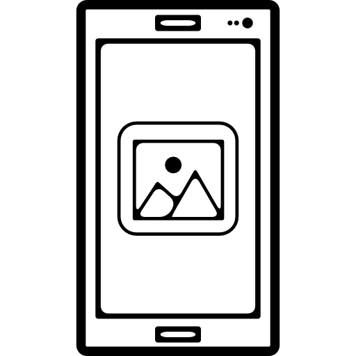 muestra de vista de galería de imágenes en la pantalla de un esquema de teléfono móvil icono gratis