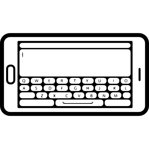 teléfono móvil en posición horizontal con vista de teclado en pantalla icono gratis