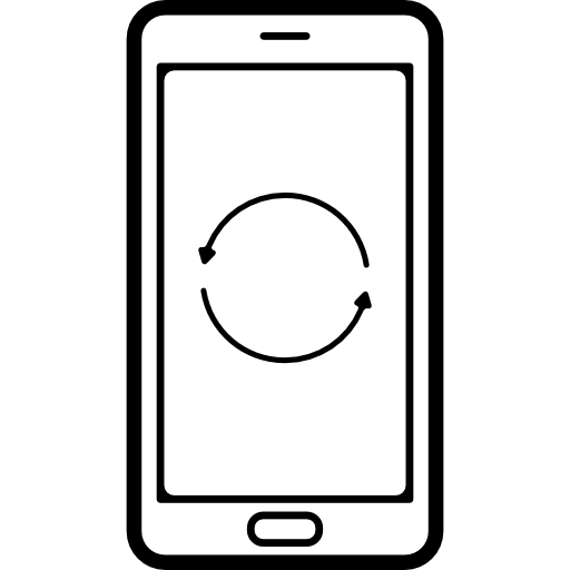 pantalla del teléfono móvil con dos flechas en círculo icono gratis