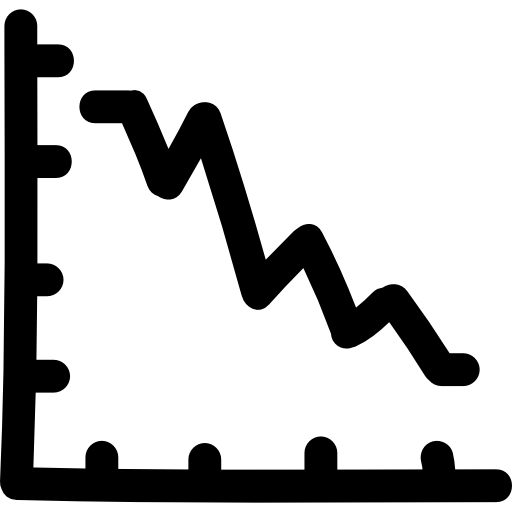 gráfico de informe empresarial con símbolo dibujado a mano de línea descendiente icono gratis