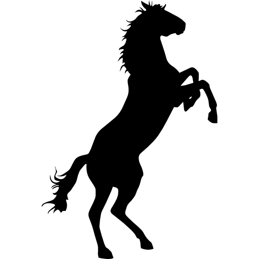 Cavalo preto selvagem levantando a pata dianteira - ícones de