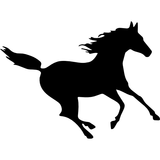 caballo negro silueta corriendo rápido icono gratis