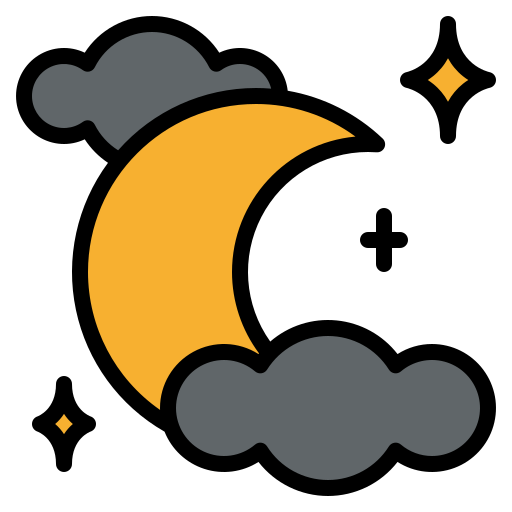 Moon with Clouds Weather Icon PNG Clip Art - Best WEB Clipart