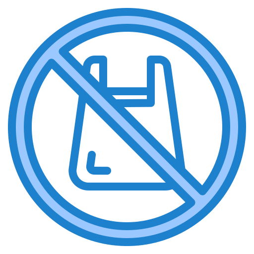 No plastic bags srip Blue icon