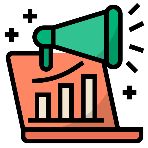 mercadeo en línea icono gratis