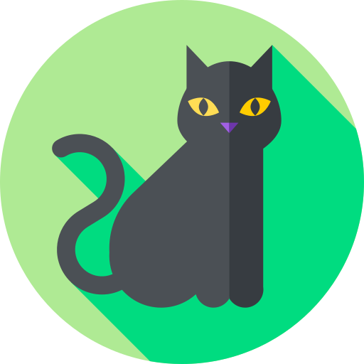 Halloween black cat flat single icon Royalty Free Vector