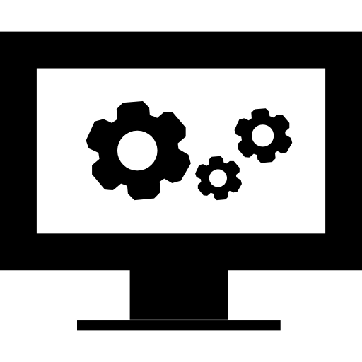 símbolo de interfaz de configuración de computadora de una pantalla de monitor con engranajes icono gratis