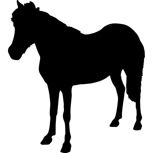 caballo de pie animal forma negra hacia la izquierda icono gratis