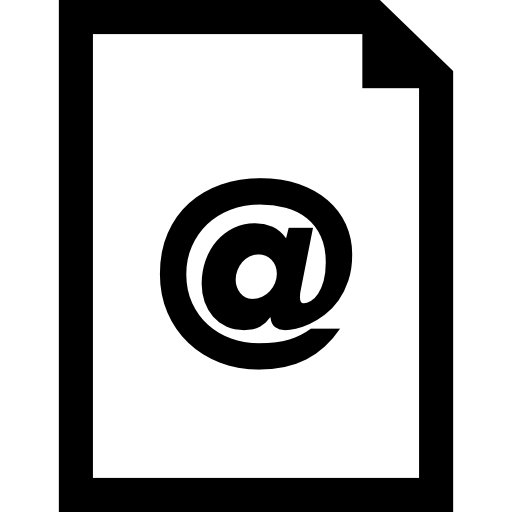 símbolo de interfaz de documento de correo electrónico de una hoja de papel con un signo de arroba icono gratis