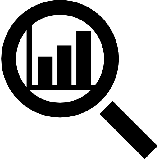 símbolo de búsqueda de lupa en un gráfico de barras icono gratis