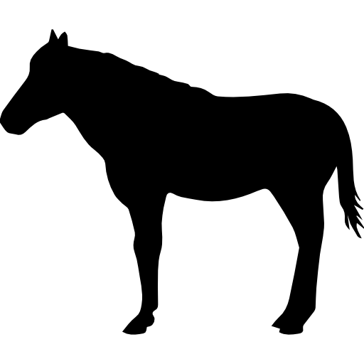 caballo de pie forma negra desde la vista lateral icono gratis