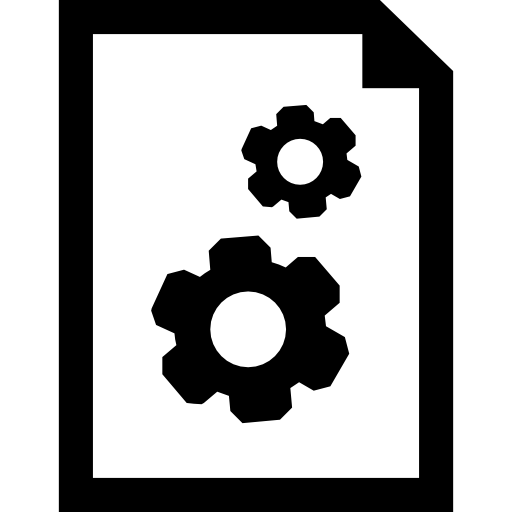 símbolo de interfaz de configuración de documento de una hoja de papeles con dos engranajes icono gratis