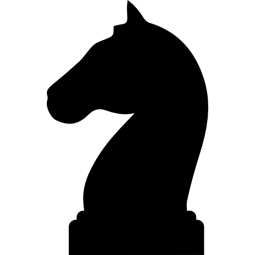 cheval noir en forme de tête d'une pièce d'échecs Icône gratuit
