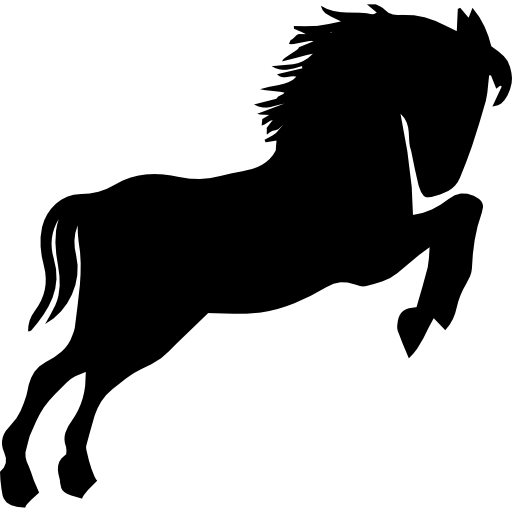 Cavalo preto selvagem levantando a pata dianteira - ícones de