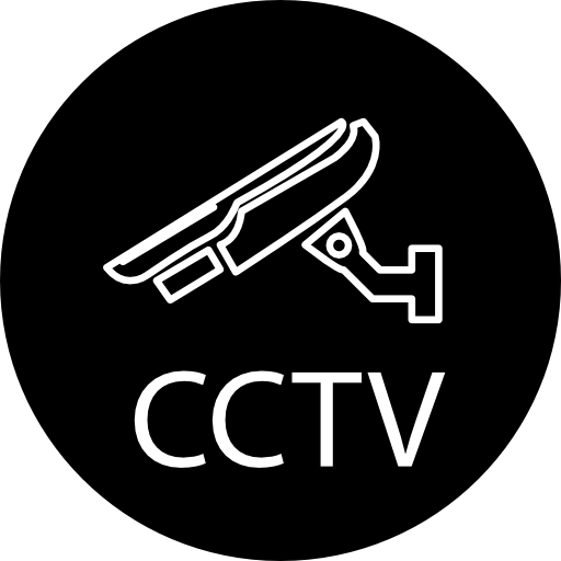 cámara de video de vigilancia y cctv en círculo icono gratis