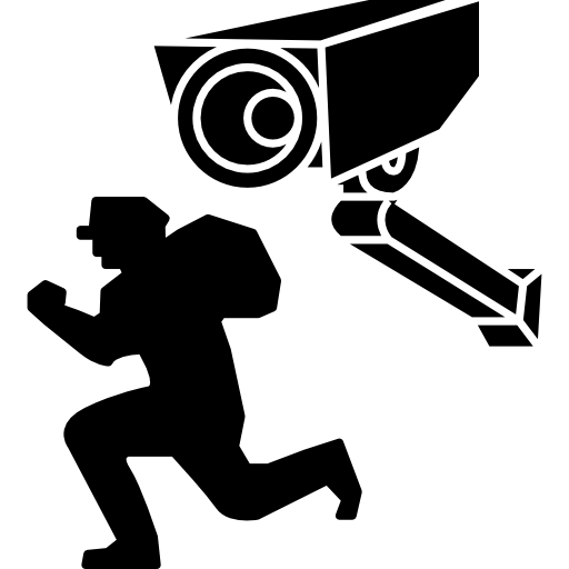 Surveillance camera filming a robber  free icon