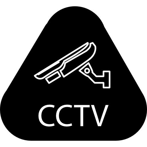 cámara de vigilancia en forma triangular redondeada con letras cctv icono gratis