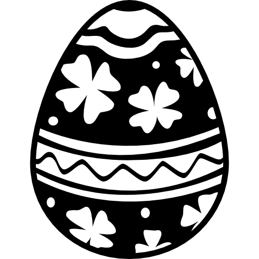 huevo de pascua con decoración de flores y líneas icono gratis