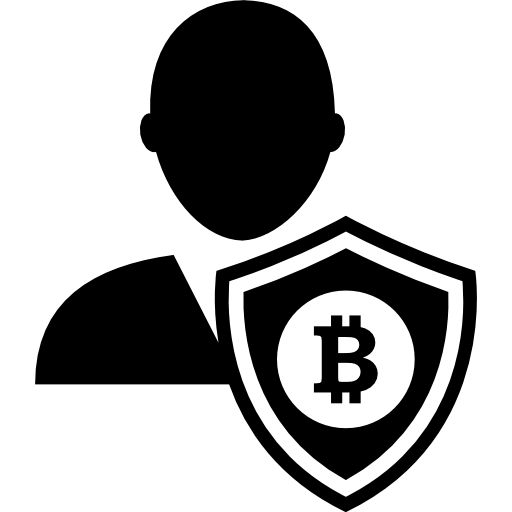 símbolo de interfaz de escudo de seguridad de usuario de bitcoin icono gratis