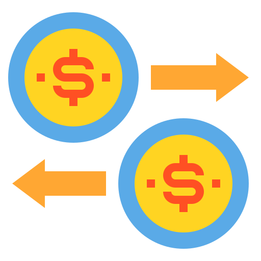 transferencia de dinero icono gratis