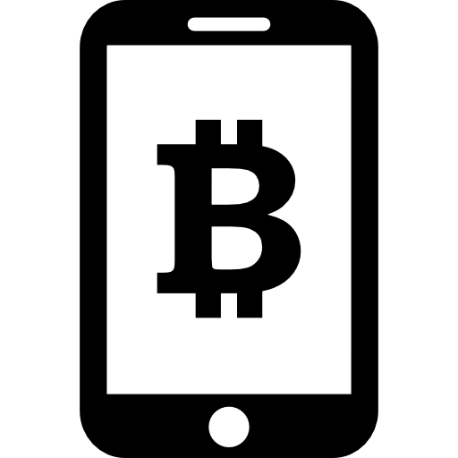 símbolo de bitcoin en la pantalla del teléfono móvil icono gratis