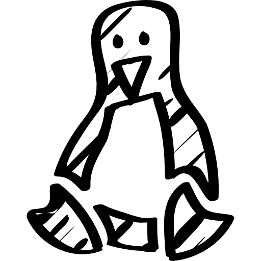 esquema del logotipo bosquejado del pingüino de linux icono gratis